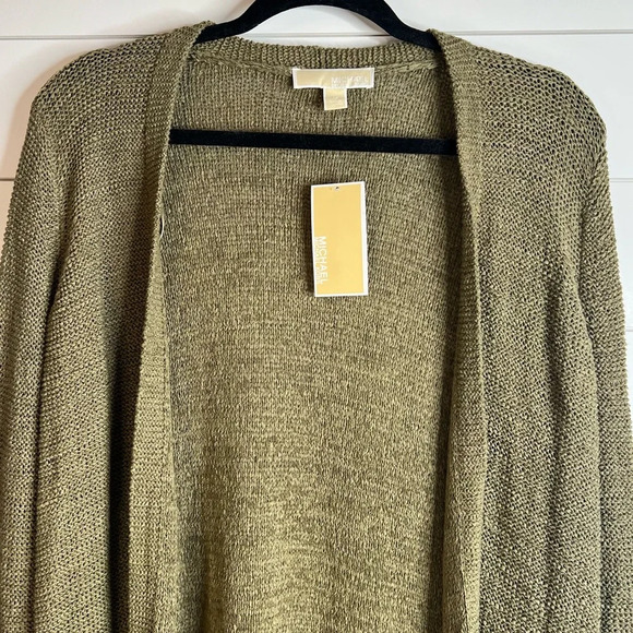 Michael Kors‎ Green Long Sleeved Open Cardigan Fringe Sweater. Size Medium. NWT. - Picture 4 of 9